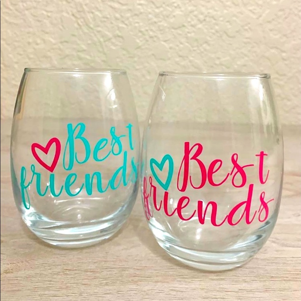 Best Friends Stemless Wine Glass 15oz personalized